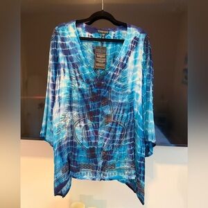 NEW Greater Good Handmade Women's Blue Tunic Top NWT